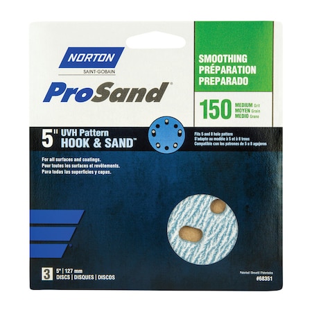 Norton Abrasives Norton ProSand 5 in. Ceramic Alumina Hook and Loop Sanding Disc 150 Grit Fine 3 pk 07660768351
